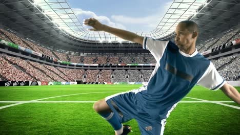 Football player kicking the football