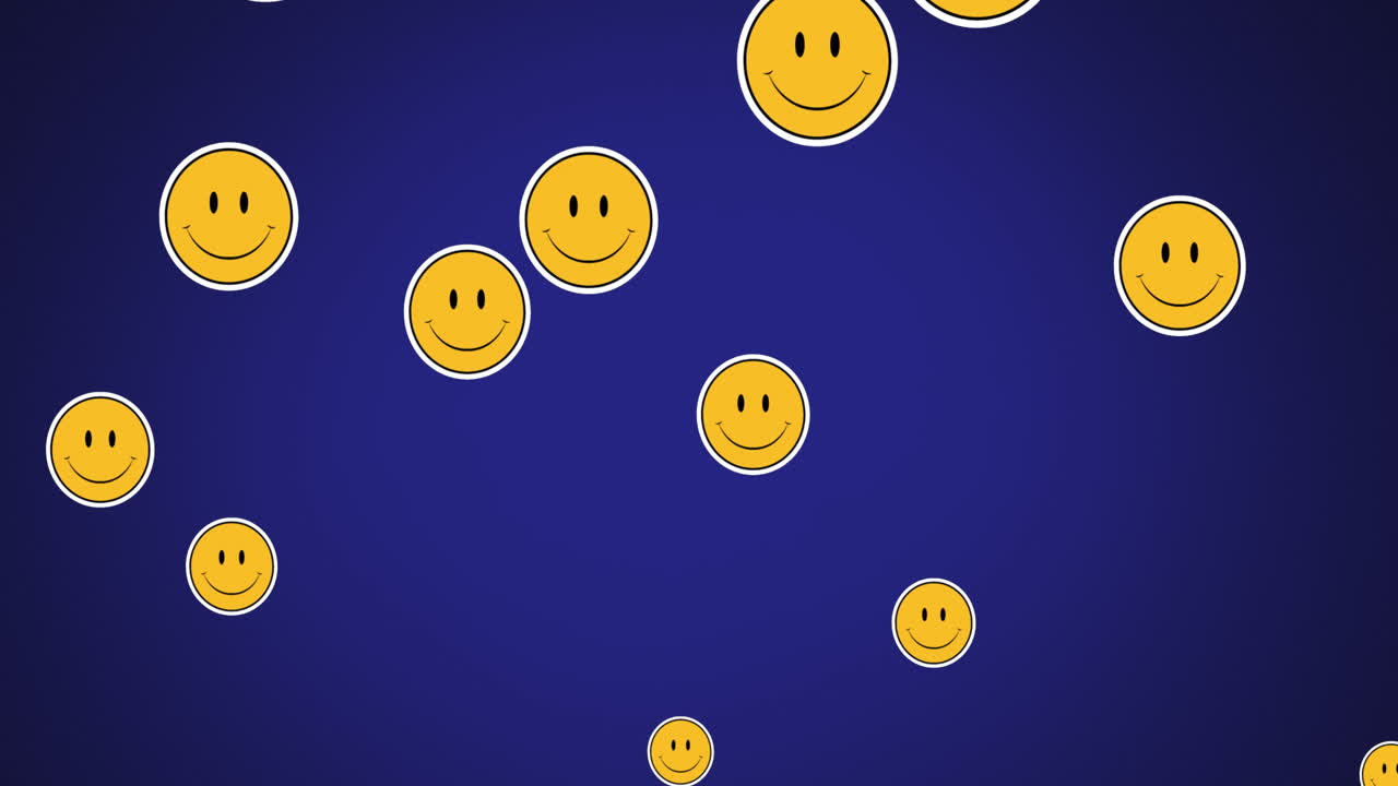 varios emojis de caras sonrientes flotando contra un fondo azul