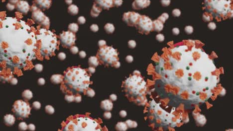 animación de células del virus macro covid 19 que se mueven sobre un fondo negro