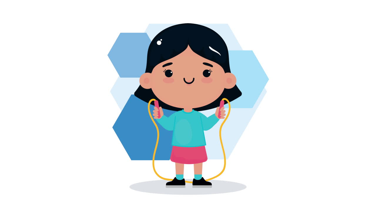 chica linda saltando con la cuerda