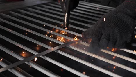 close-up work with metal steel and iron using a welding machine