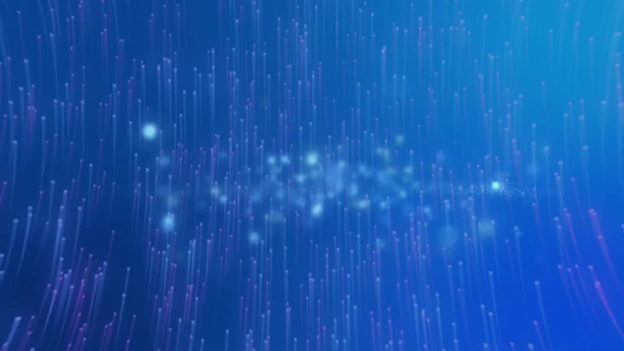 Animation of glowing spots moving on blue background