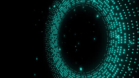 animation of glowing blue spots in circular movement on black background