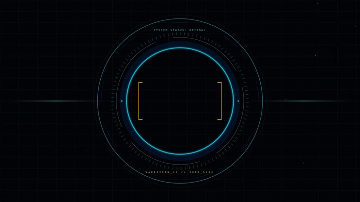 Futuristic Digital HUD Interface with Rotating Circular Elements