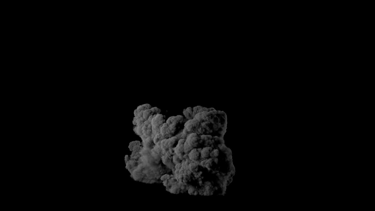 Realistic fireball explosion with huge smoke blast isolated on black ...