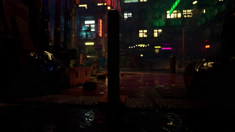 cyberpunk city street at night