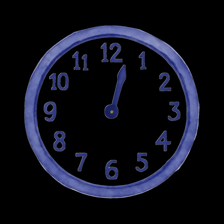 Hand-drawn clock illustration animation isolated asset, transparent 4K video, alpha channel, ProRes