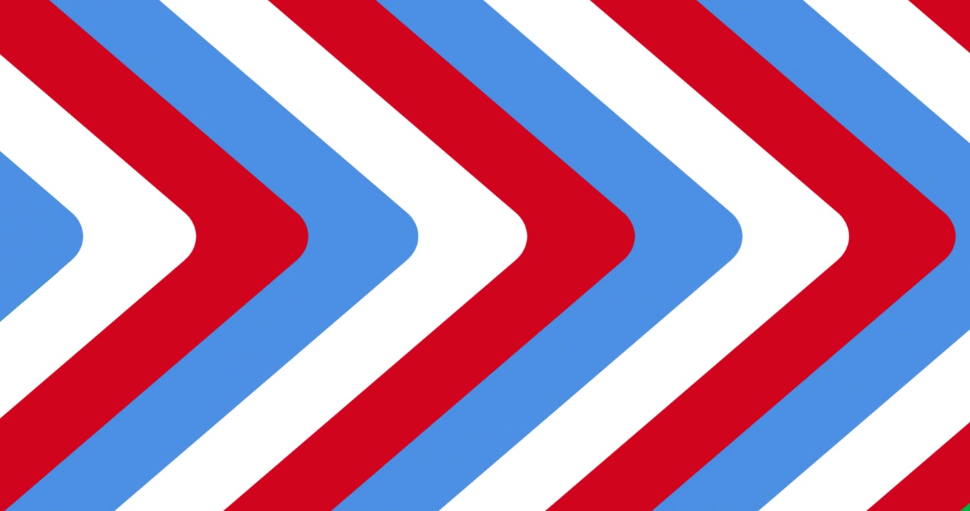 Digital animation of red, white and blue arrows forming a pattern background with copy space