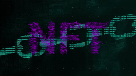 Animation of nft text over digital chain