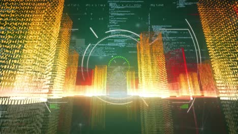 Animation-of-scope-scanning-over-cityscape-and-data-processing