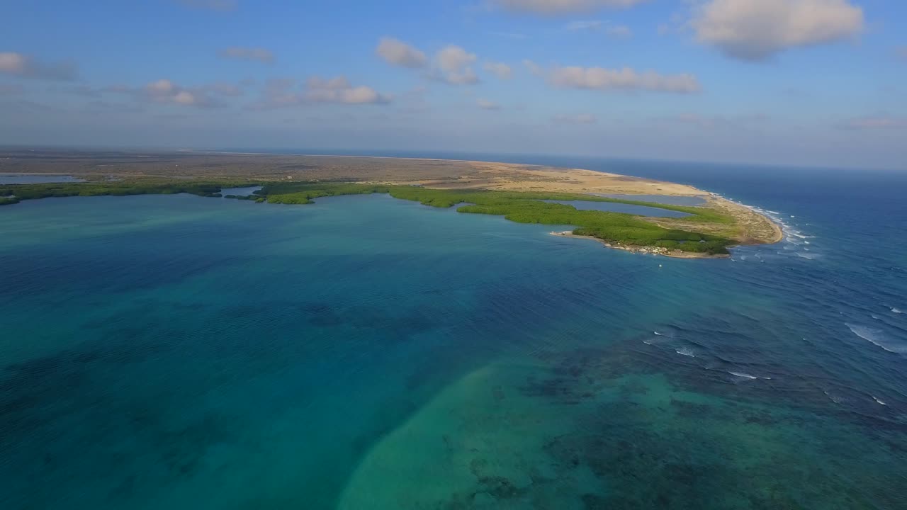 Bonaire, Hollanda Antilleri'ndeki Lac Koyu'nun lagünü ve mangrovları