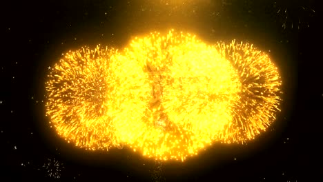 feliz navidad y feliz año nuevo texto de tarjeta de felicitación revela de fuegos artificiales dorados y galletas en brillo partículas mágicas brillantes chispas noche para la celebración, deseos, eventos, mensaje, vacaciones, festival