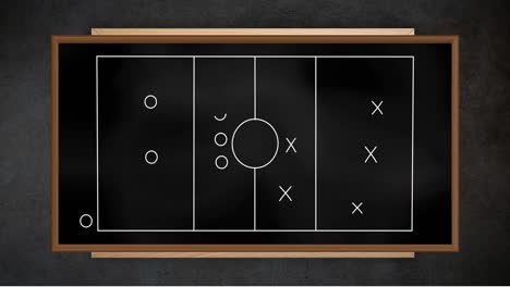 animation of game plan on black board over black background