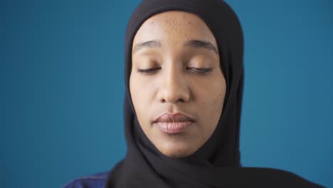 portrait of innocent and beautiful muslim african woman in hijab.