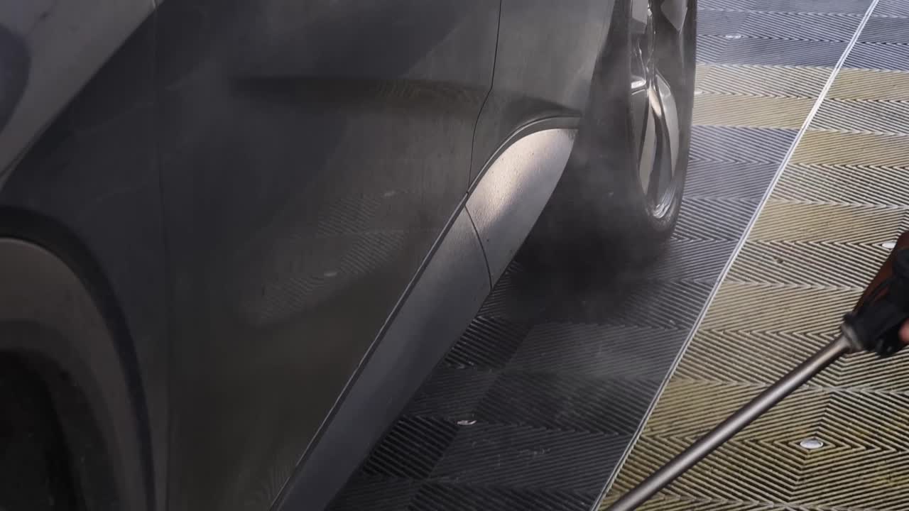 Car being washed at an automatic car wash