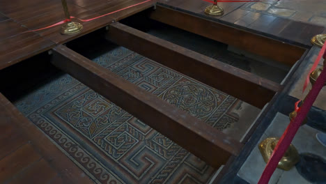 tilt down to floor mosaic in sacred israel church of the nativity