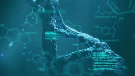 dna and blue data moving on blue background