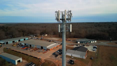 aerial shot revolving around cell phone tower