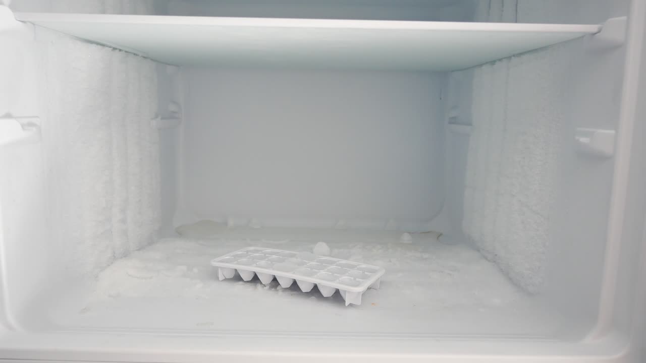 refrigerador vacío congelador con helado