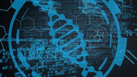 animación del logotipo de la cadena de adn durante el procesamiento de datos