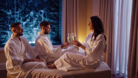 couple celebrating at a spa