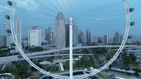 aerial shot of singapore flyer and marina bay area