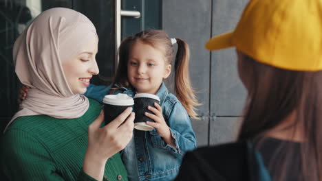 family receiving food delivery