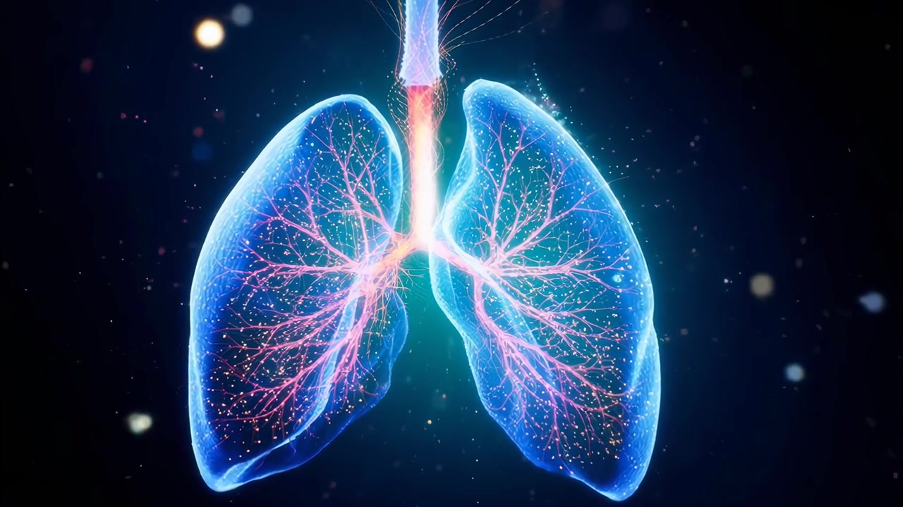 Animazione digitale di polmoni umani e funzione respiratoria
