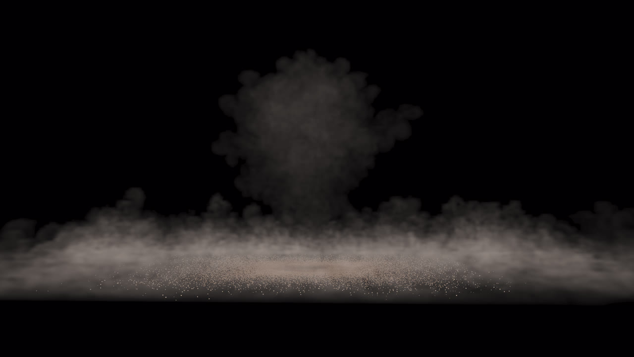 Explosion effect with dust and smoke