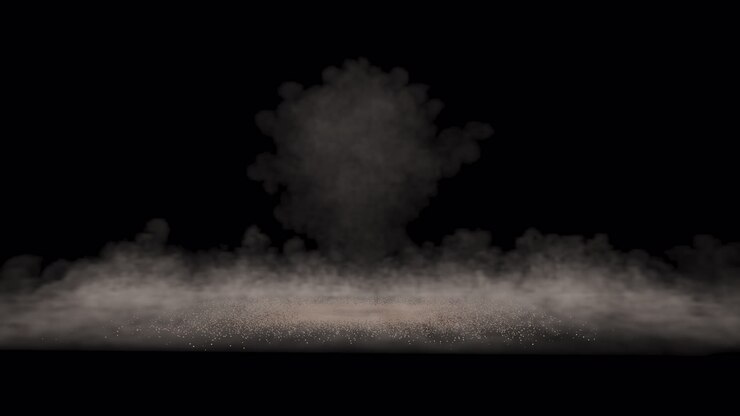 Explosion effect with dust and smoke