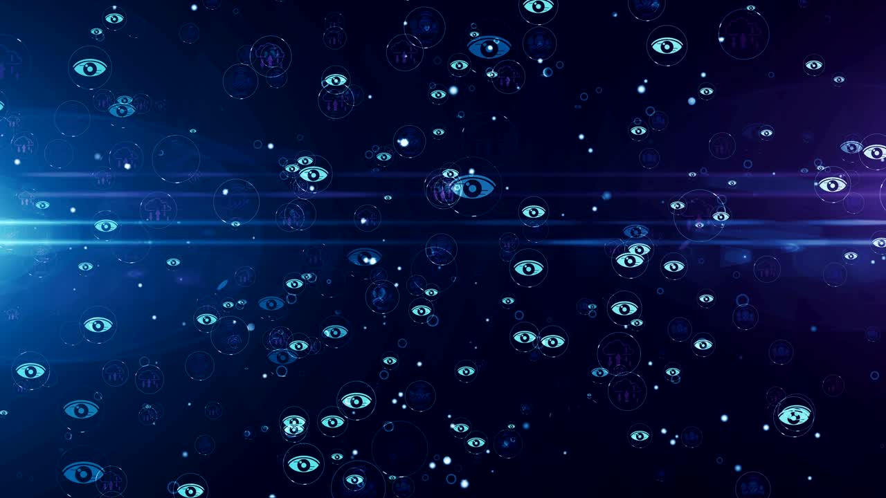 Social scoring and surveillance symbols seamless loop