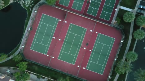 tennis courts near palm springs california, usa - aerial top down