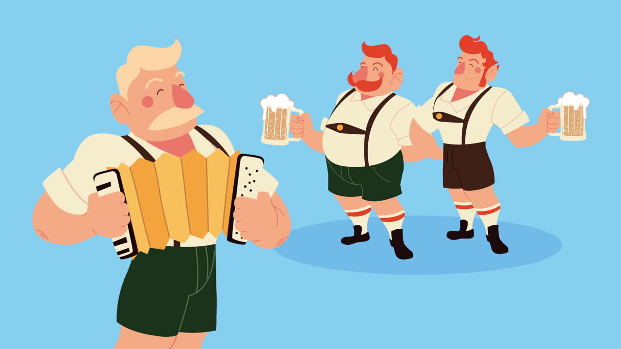 Celebração da Oktoberfest Bávara com Músicos e Cerveja