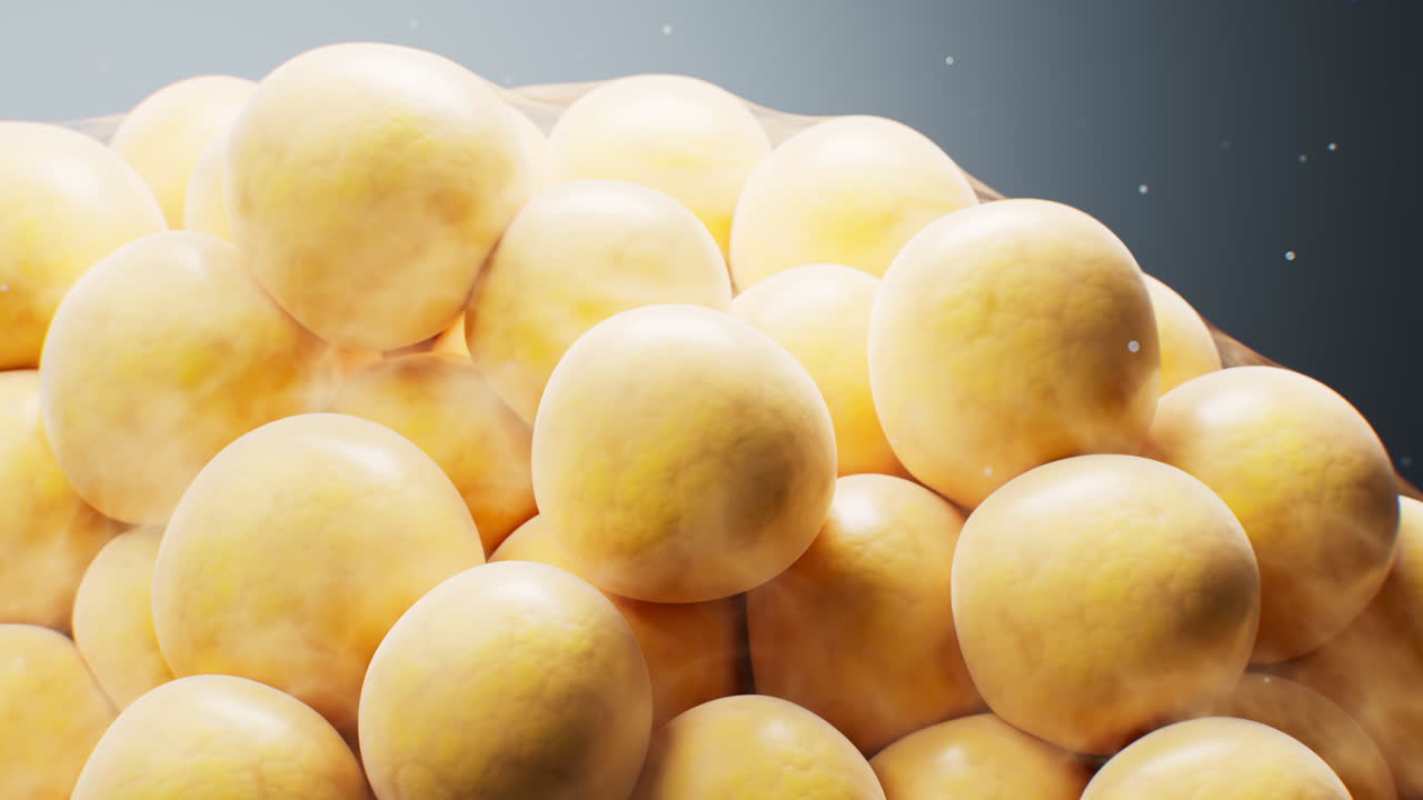 Biomedical microscopic fat cells structure, 3d rendering