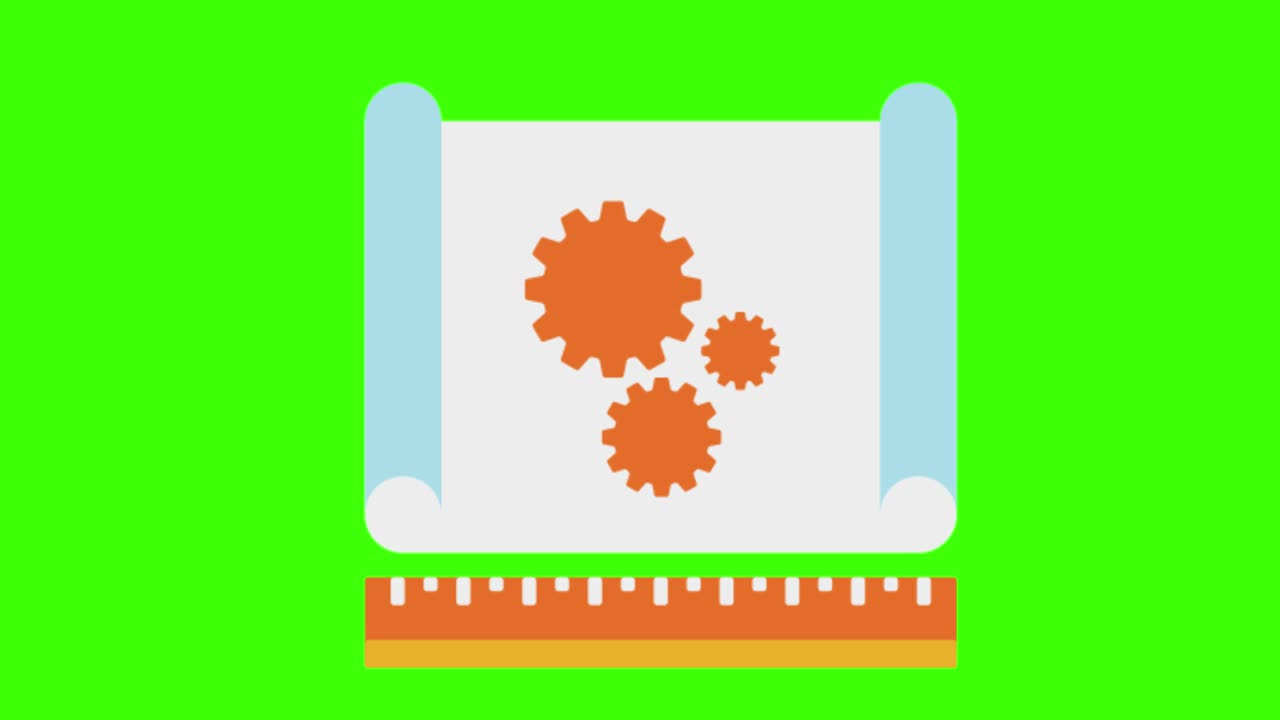 녹색 화면에 콘텐츠 개발 아이콘의 애니메이션