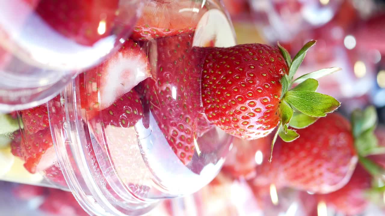 Fresh Strawberries in Plastic Cups
