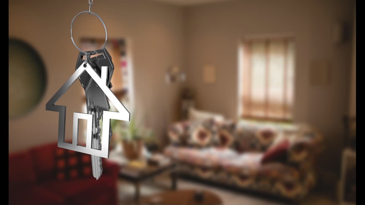 animación de la llave de plata y el interior de la casa sobre la casa
