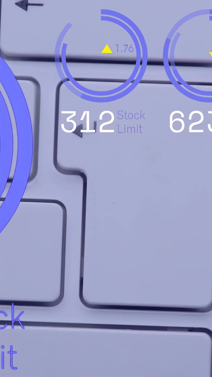 Vertical video: Finger tapping return key updating Stock Limit and animating HUD rings for finance