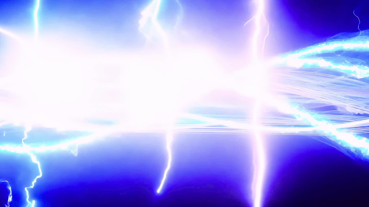 Energia de Plasma Elétrico Azul Abstrata Fluindo com Relâmpagos