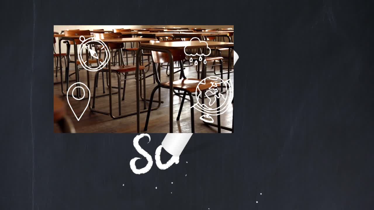 animación de textos escolares e iconos en el aula