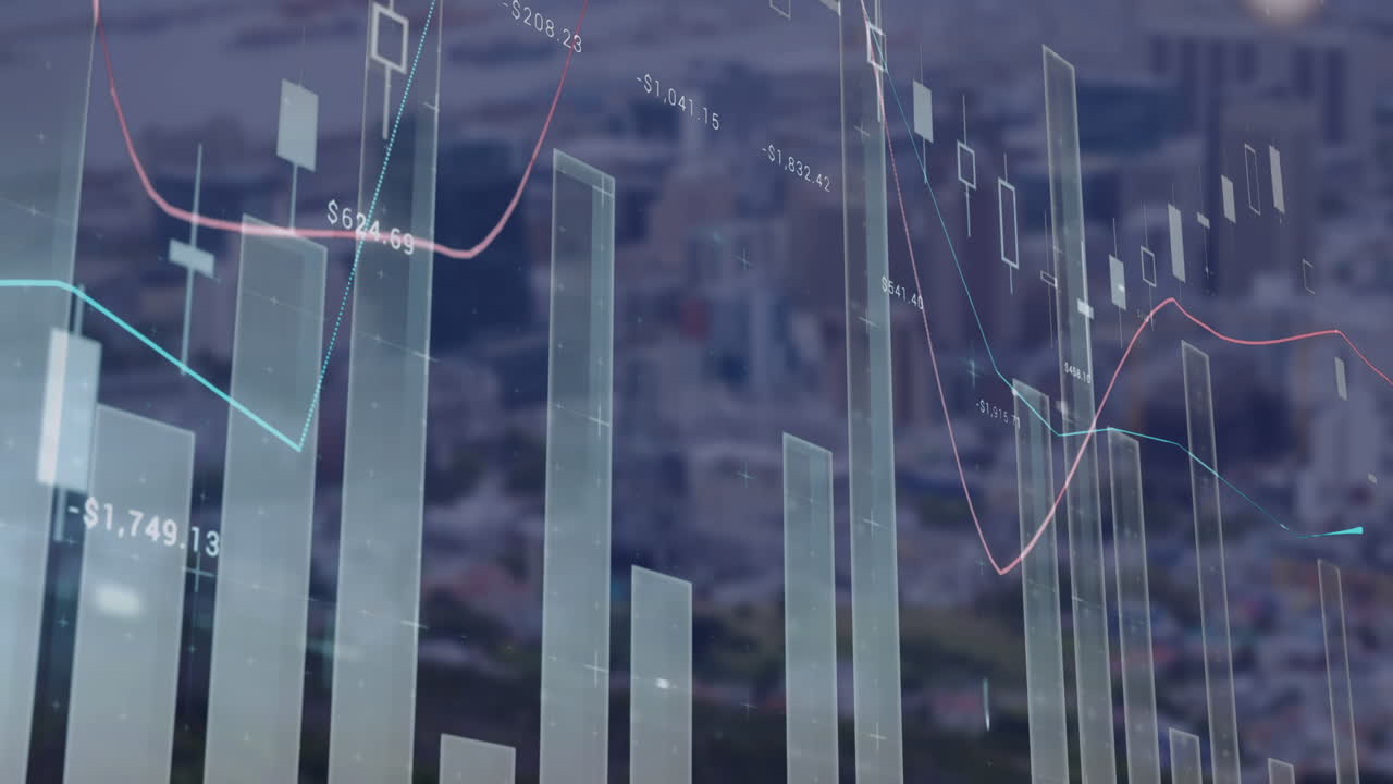 animación del procesamiento de datos sobre el paisaje