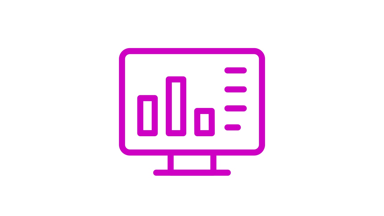 Icona Animata di Grafico a Barre Visualizzato su Monitor di Computer