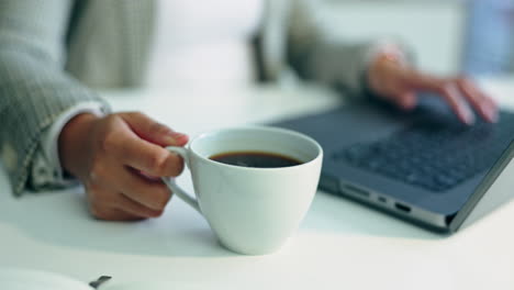 closeup, business and hands with coffee