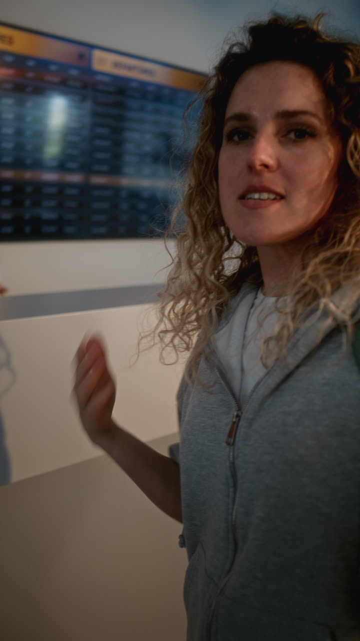 Woman waiting at an airport terminal