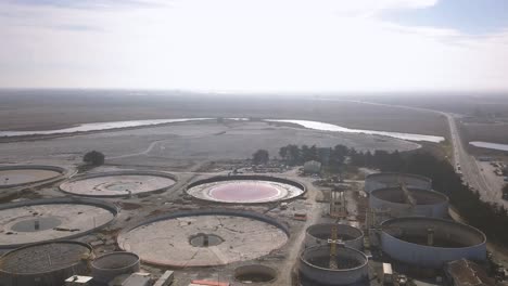 moss landing - california, usa. cinematic aerial flyover of energy facility. filmed on dji mavic pro