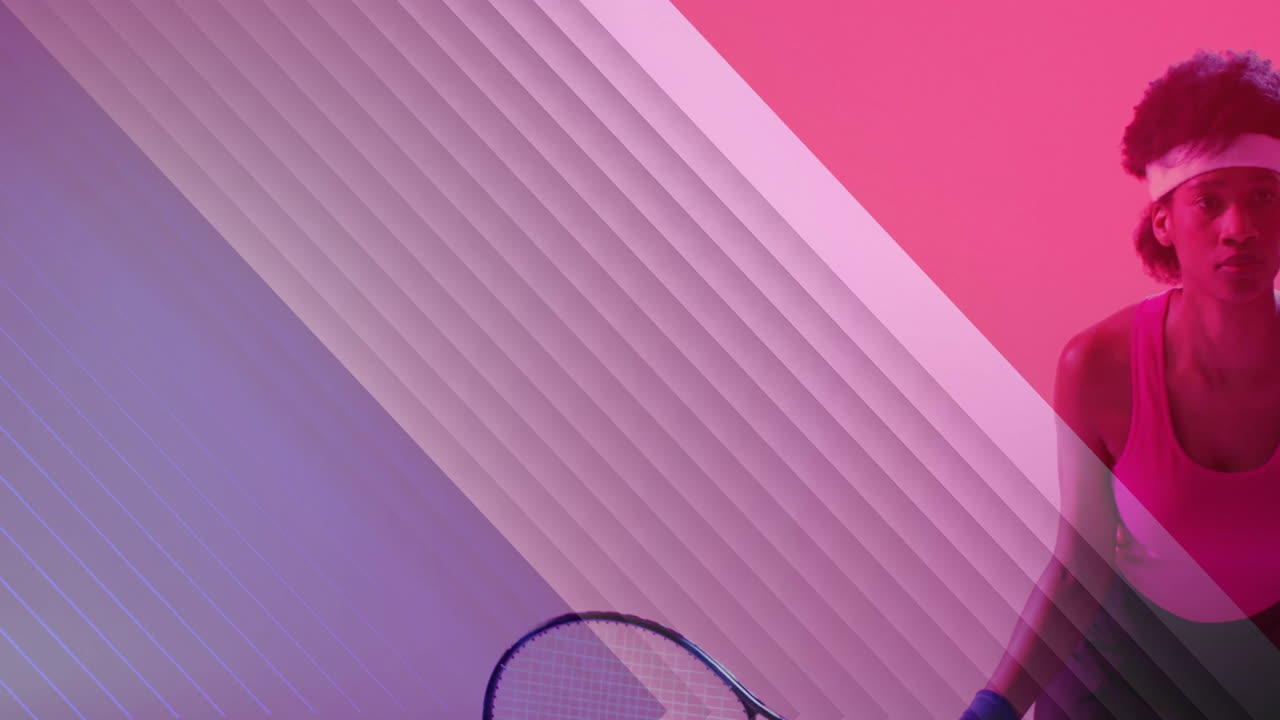 테니스 라켓 을 들고 있는 아프리카계 미국인 여자 테니스 선수 위 에 있는 프랑스 국기 의 애니메이션