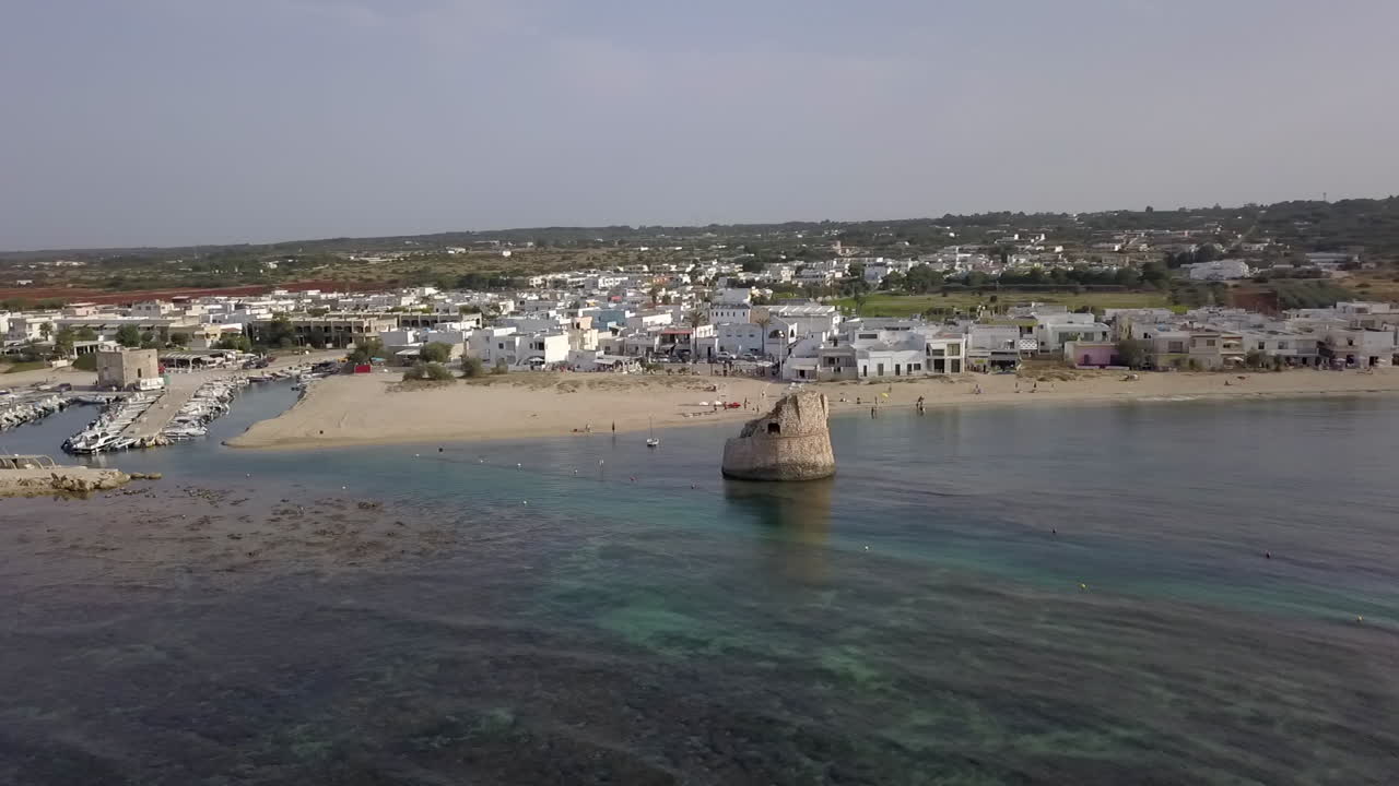 Famous Torre Pali in Puglia, Italy. Aerial panoramic circling view