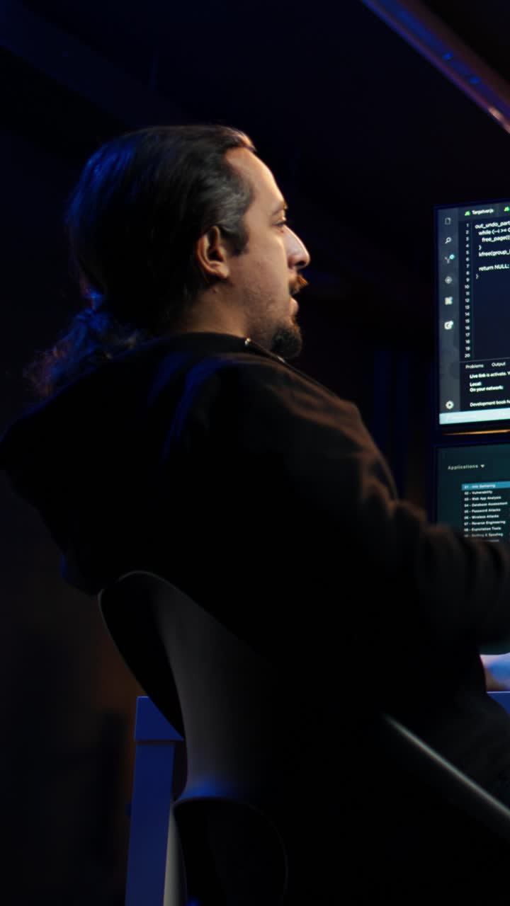 Vertical video Hackers trying to steal valuable data having cyber attacks rejected