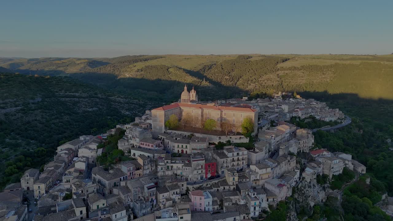 Flight over Ragusa Ibla during sunset
