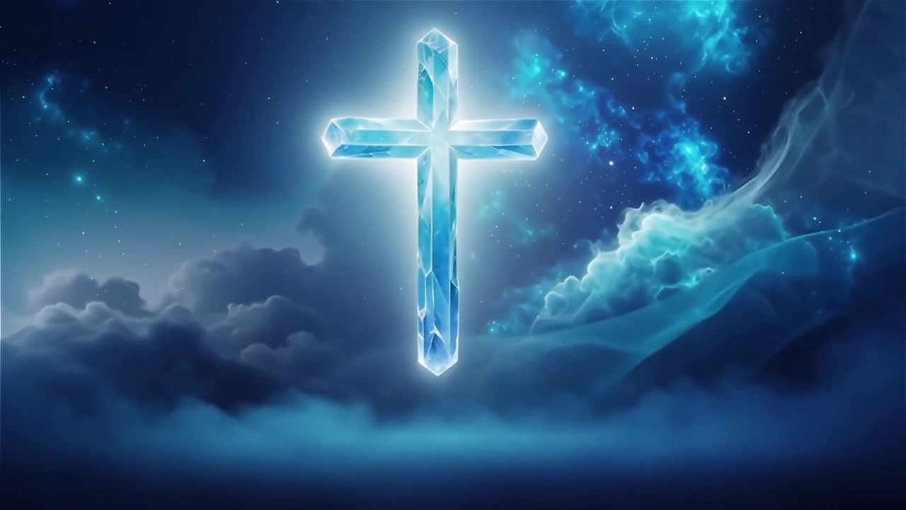 Croce Cristiana Luce Celestiale Sfondo per il Culto.